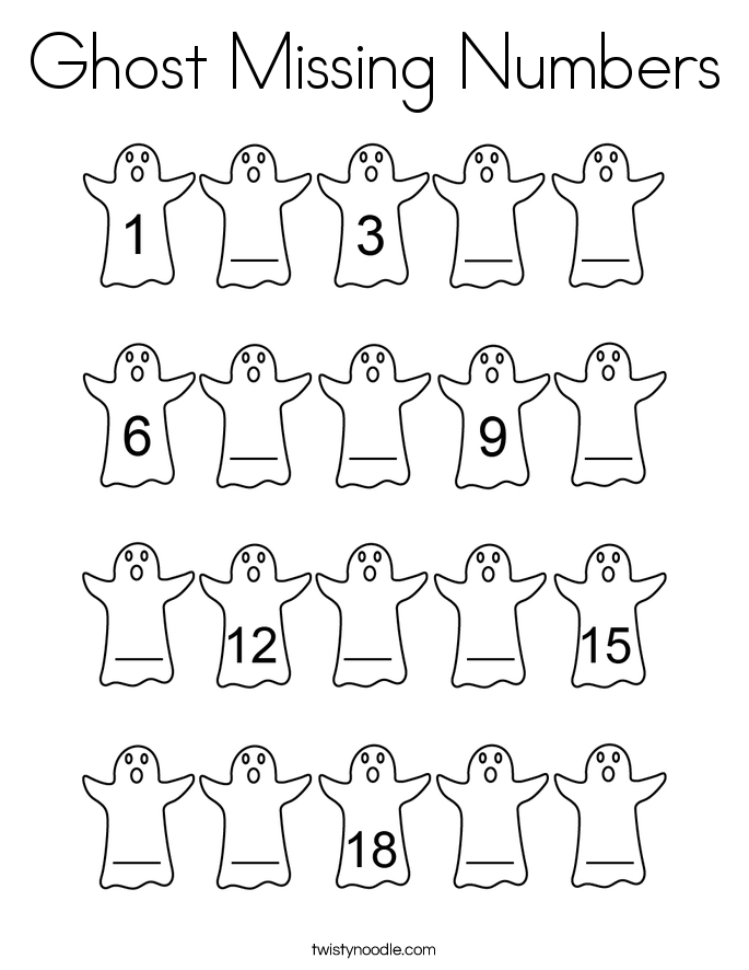 Ghost Missing Numbers Coloring Page