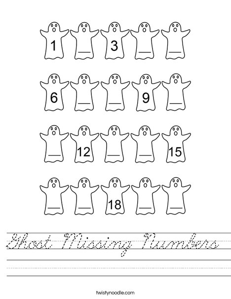 Ghost Missing Numbers Worksheet
