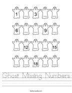Ghost Missing Numbers Handwriting Sheet