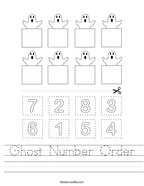 Ghost Number Order Handwriting Sheet