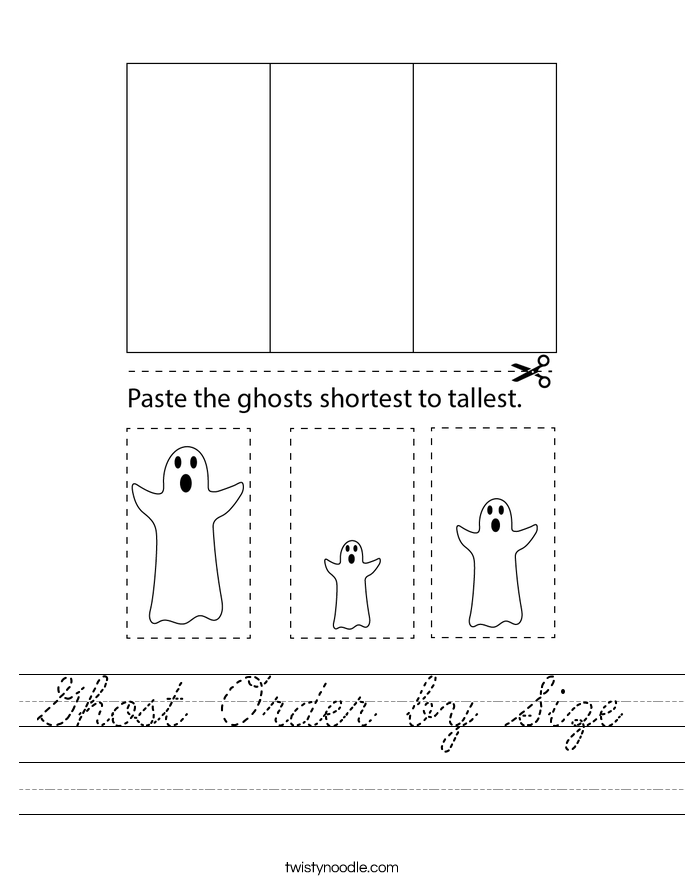 Ghost Order by Size Worksheet