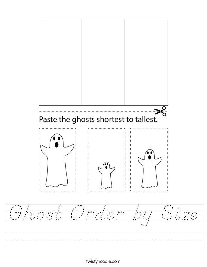 Ghost Order by Size Worksheet