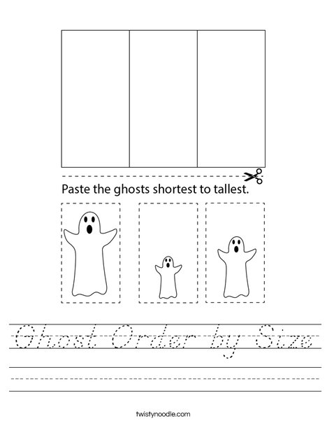 Ghost Order by Size Worksheet