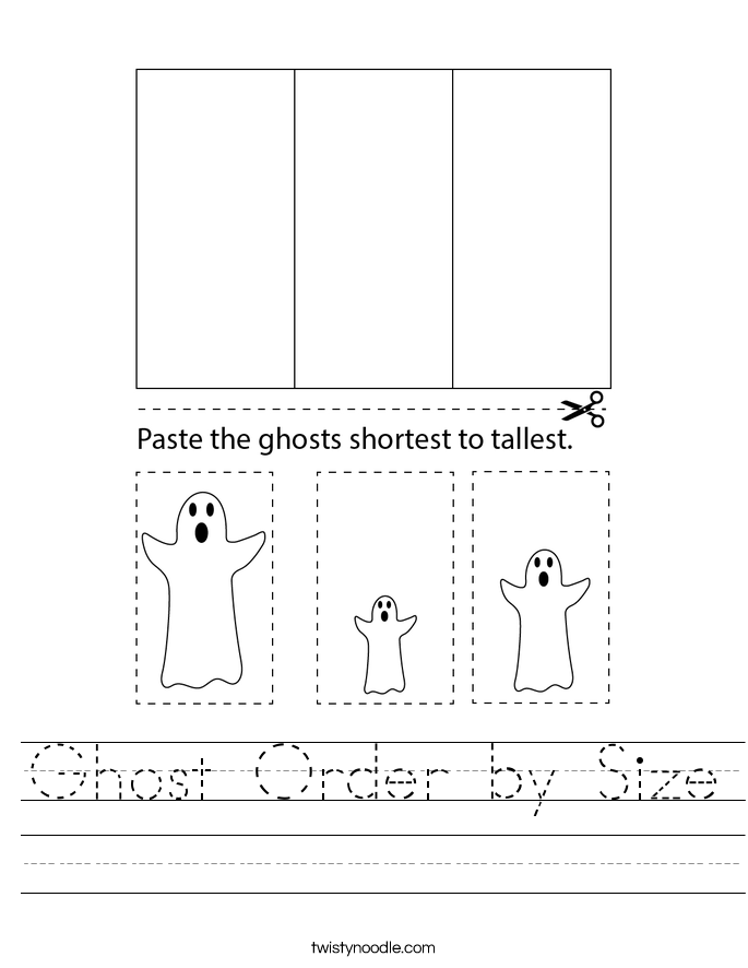 Ghost Order by Size Worksheet