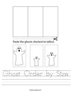 Ghost Order by Size Handwriting Sheet