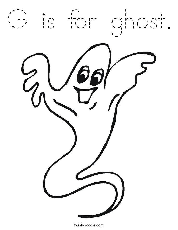 G is for ghost. Coloring Page