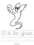 G is for ghost. Worksheet