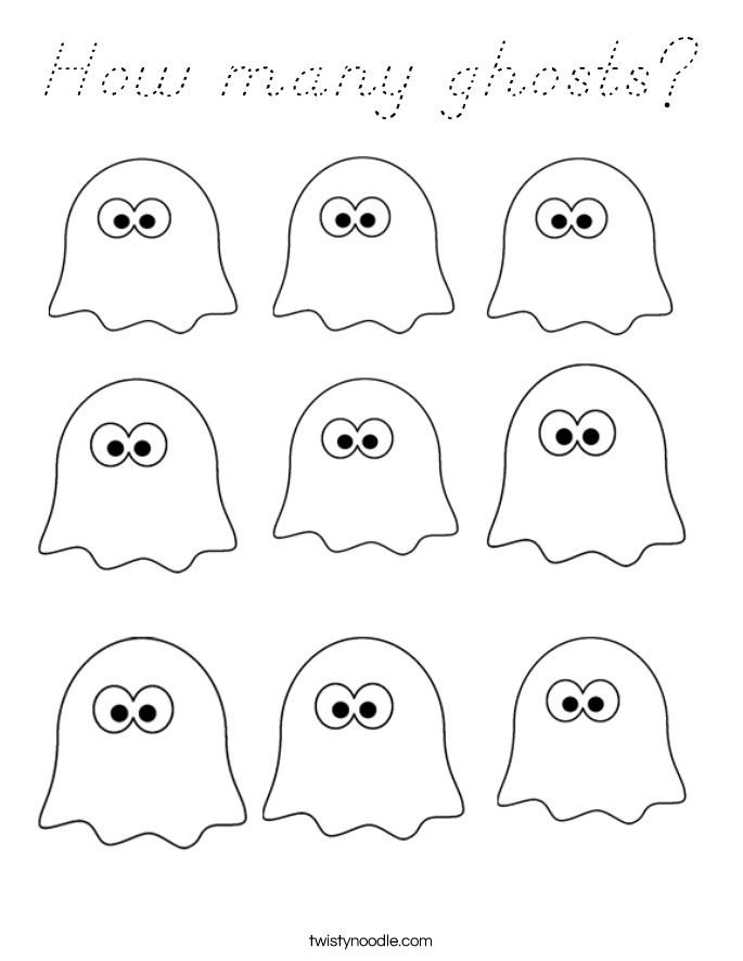 How many ghosts? Coloring Page