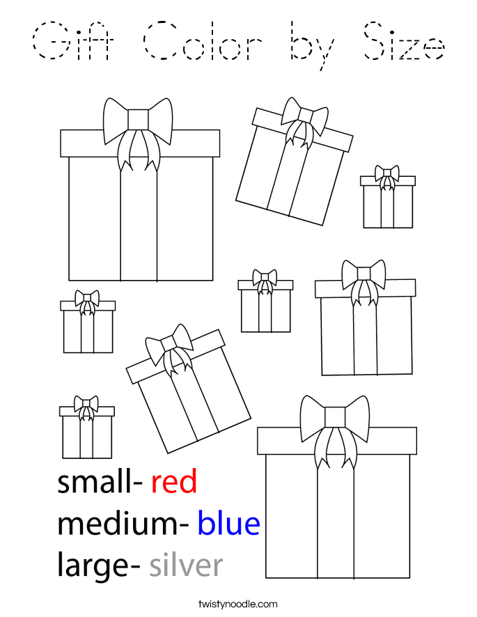 Gift Color by Size Coloring Page