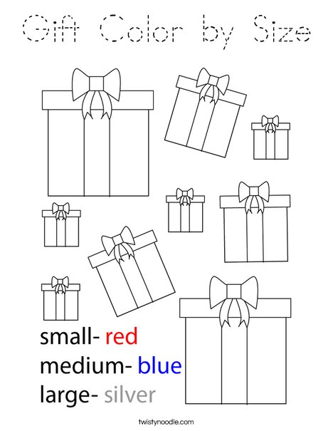 Gift Color by Size Coloring Page