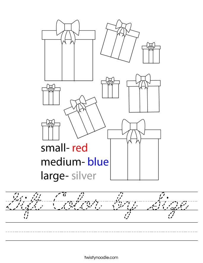 Gift Color by Size Worksheet