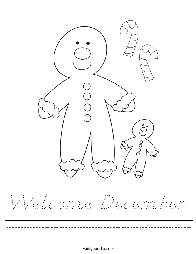 Welcome December Worksheet