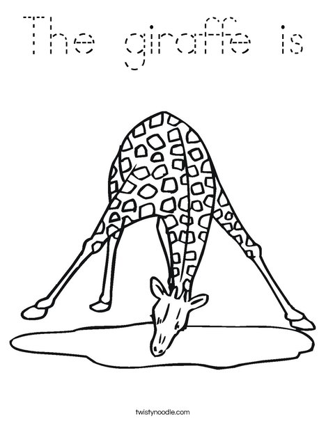 Giraffe Drinking Water Coloring Page