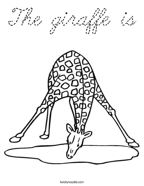 Giraffe Drinking Water Coloring Page