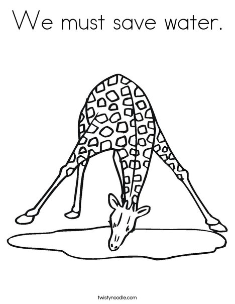 Giraffe Drinking Water Coloring Page