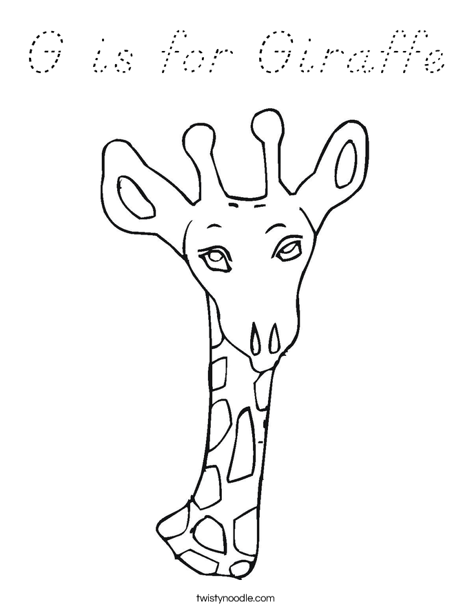 G is for Giraffe Coloring Page