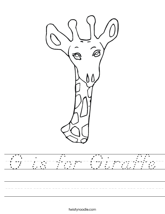 G is for Giraffe Worksheet