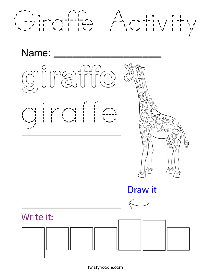 Giraffe Activity Coloring Page