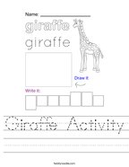 Giraffe Activity Handwriting Sheet