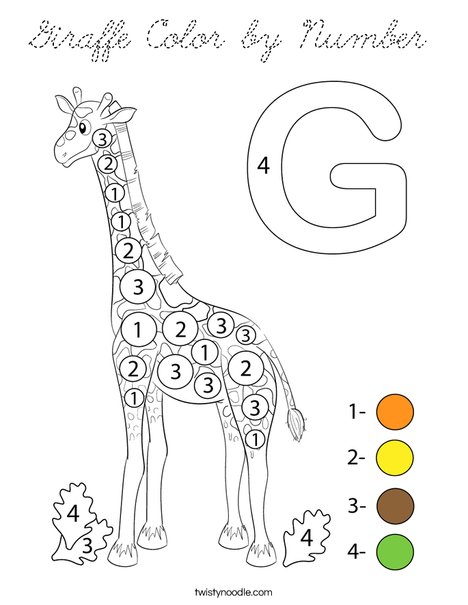 Giraffe Color by Number Coloring Page
