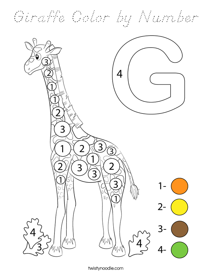 Giraffe Color by Number Coloring Page