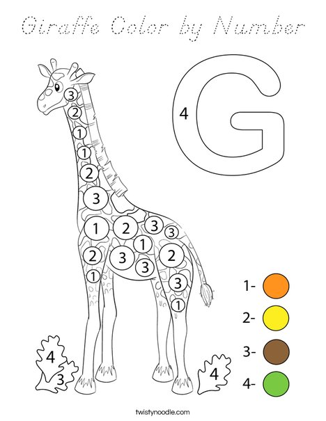 Giraffe Color by Number Coloring Page