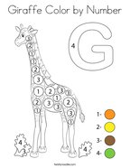 Giraffe Color by Number Coloring Page