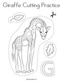 Giraffe Cutting Practice Coloring Page