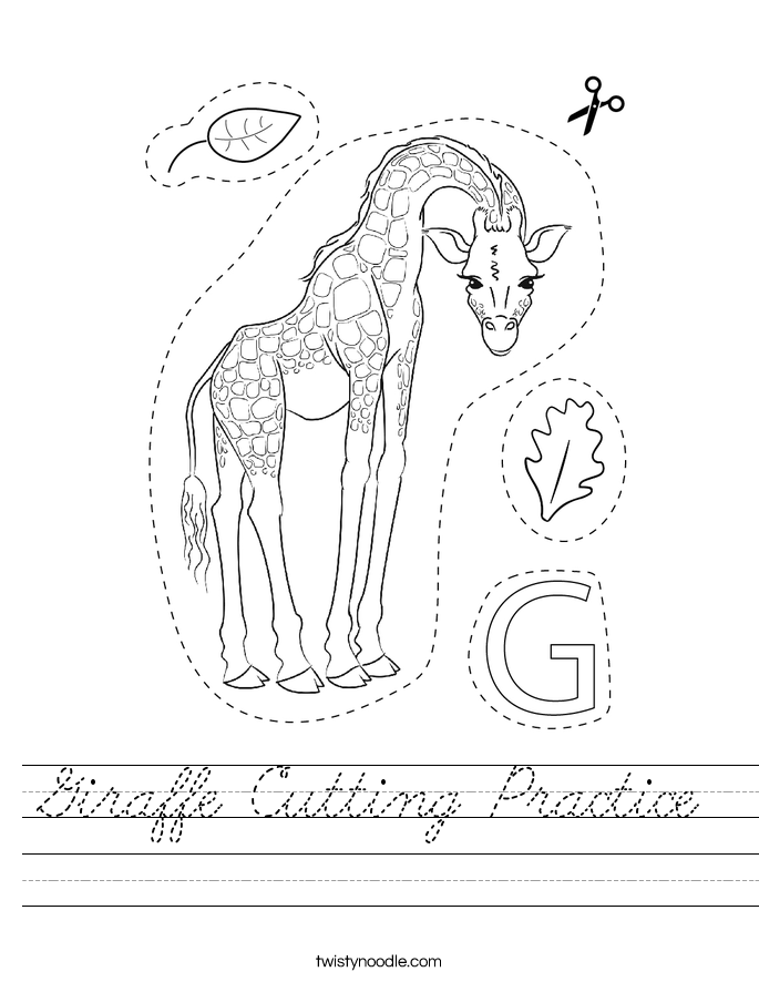 Giraffe Cutting Practice Worksheet