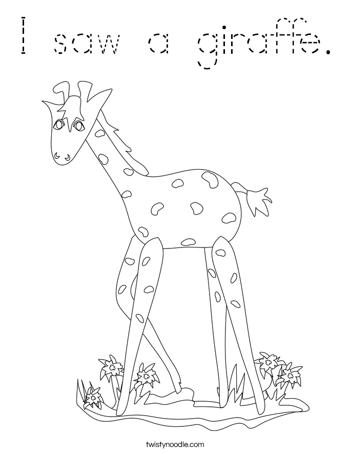 I saw a giraffe. Coloring Page