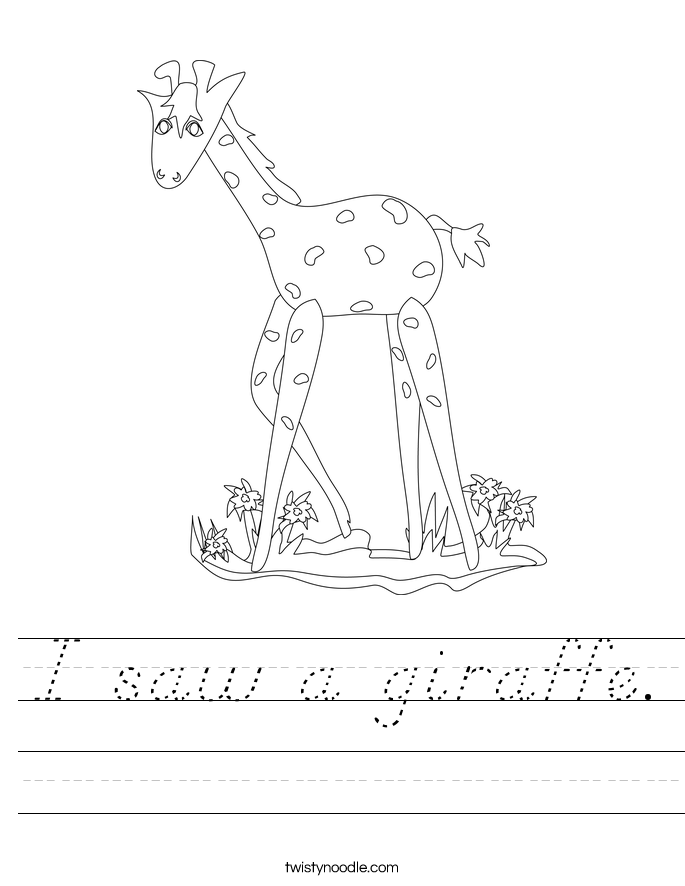 I saw a giraffe. Worksheet