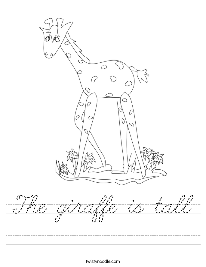 The giraffe is tall Worksheet