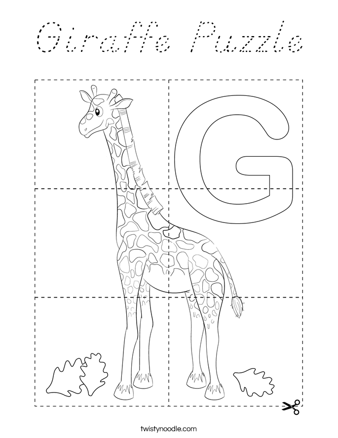 Giraffe Puzzle Coloring Page