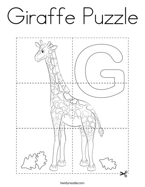 Giraffe Puzzle Coloring Page