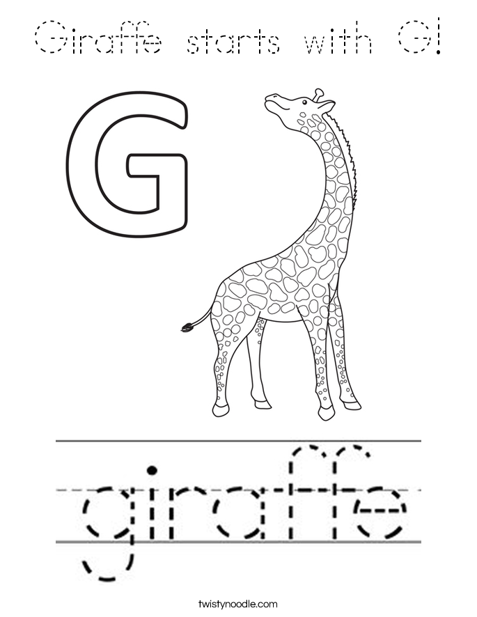 Giraffe starts with G! Coloring Page