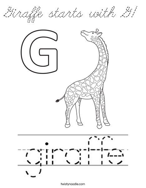 Giraffe starts with G! Coloring Page