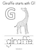 Giraffe starts with G Coloring Page