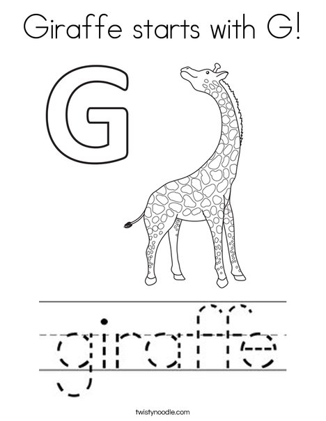 Giraffe starts with G Coloring Page - Twisty Noodle