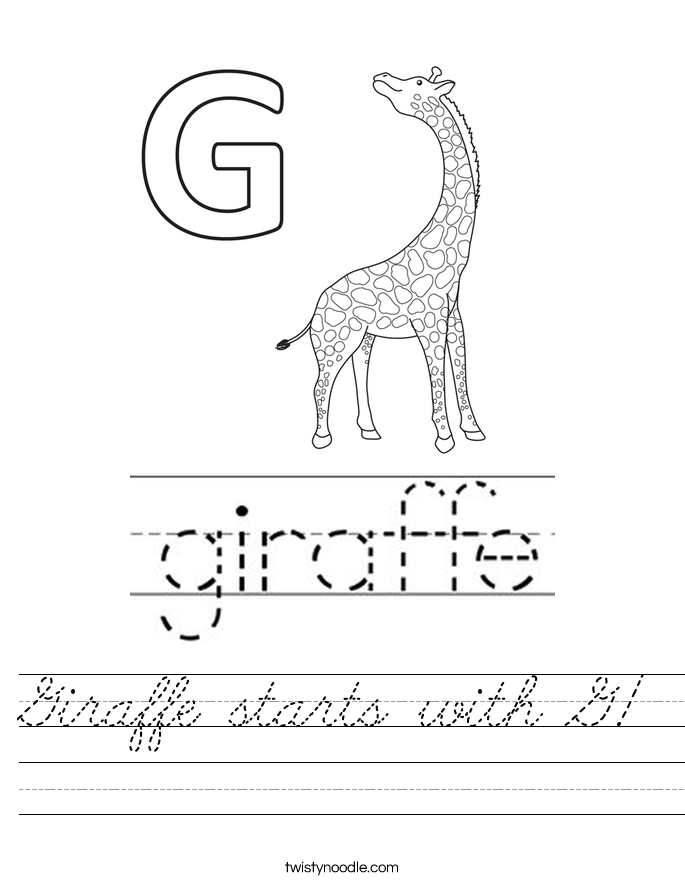 Giraffe starts with G! Worksheet