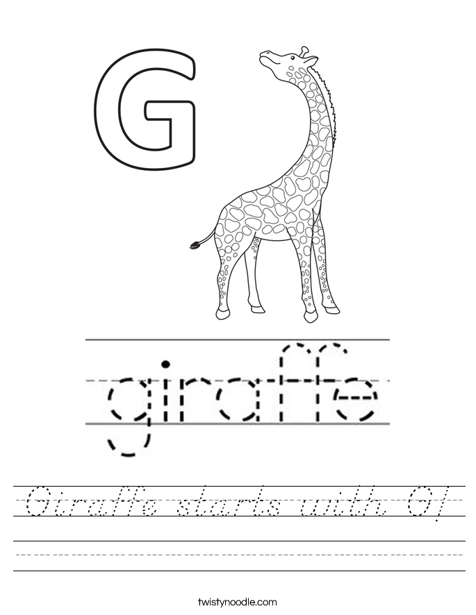 Giraffe starts with G! Worksheet