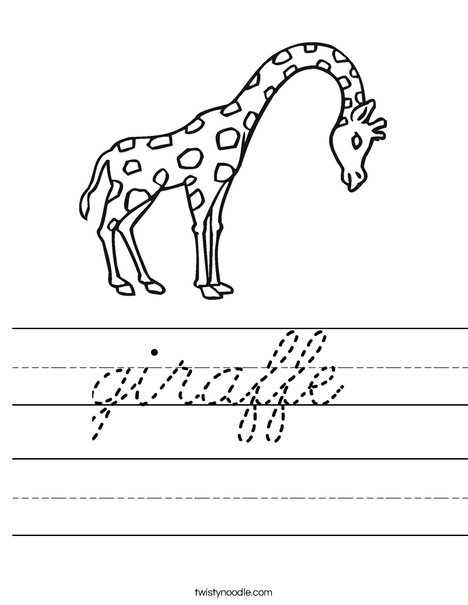 Giraffe with Bent Neck Worksheet