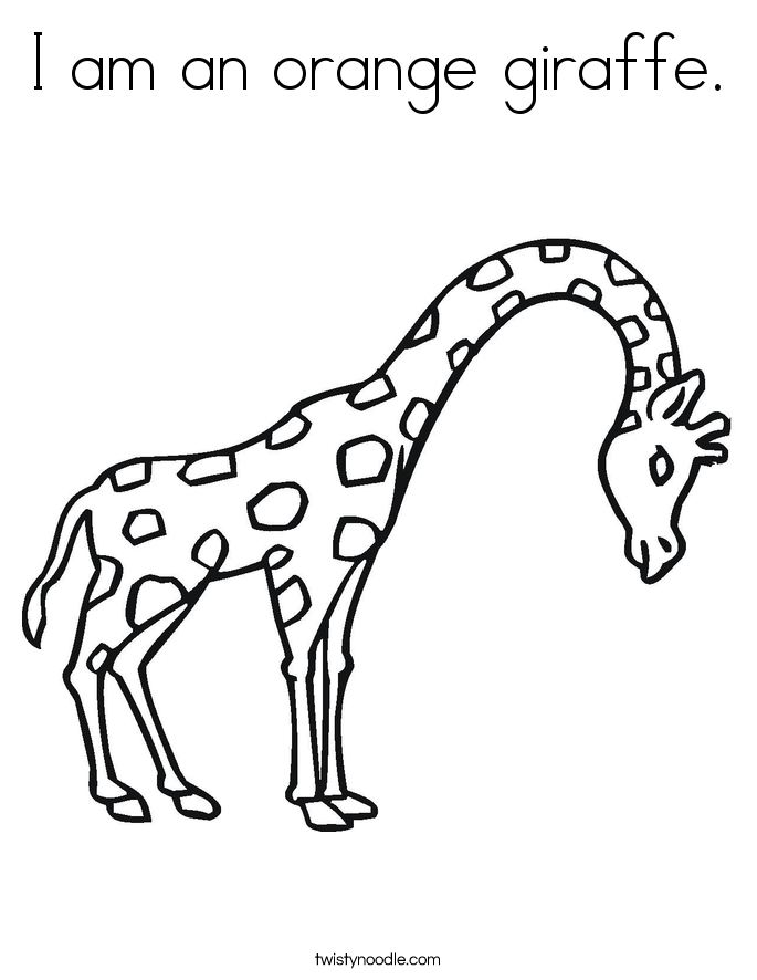 I am an orange giraffe. Coloring Page