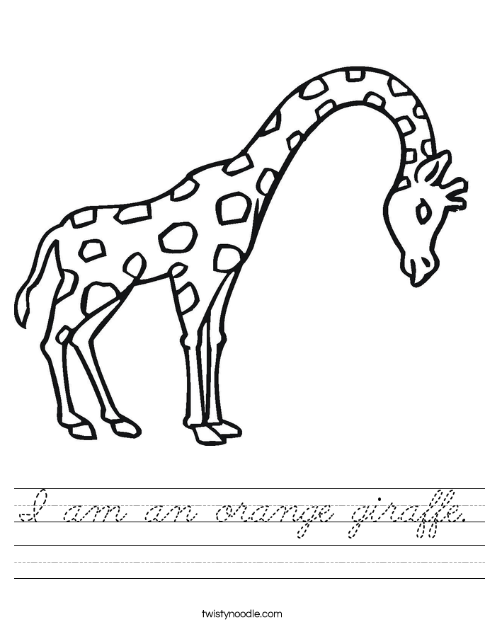 I am an orange giraffe. Worksheet