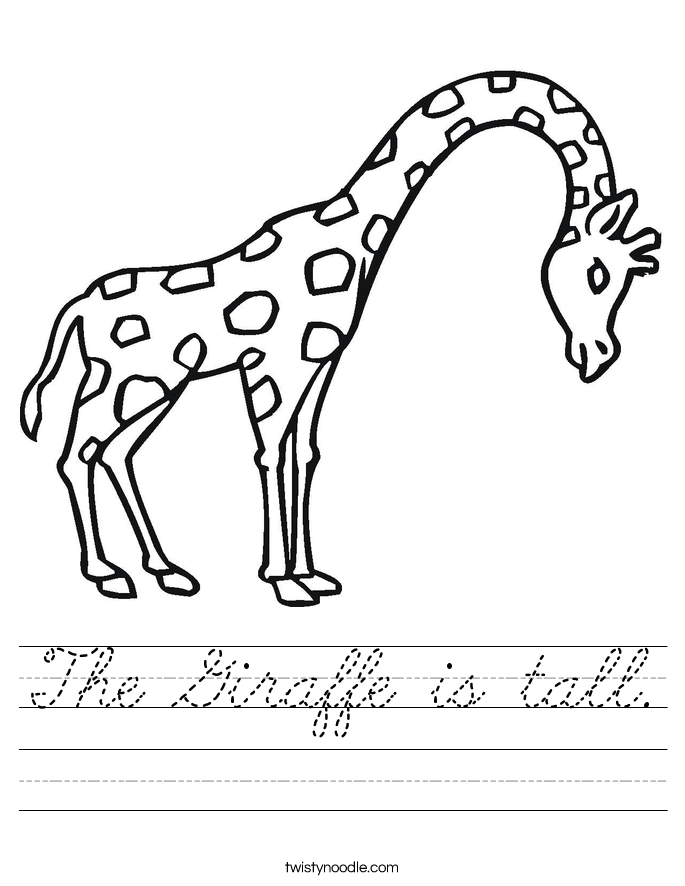 The Giraffe is tall. Worksheet