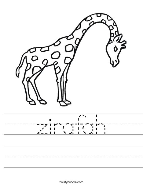 Giraffe with Bent Neck Worksheet