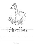 Giraffes Handwriting Sheet