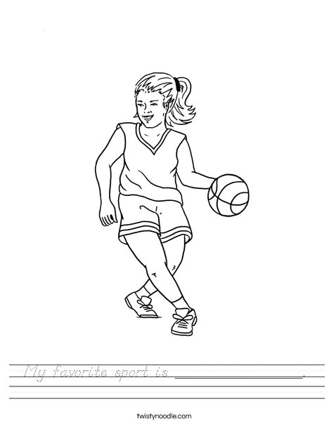 Girl Basketball Player Worksheet