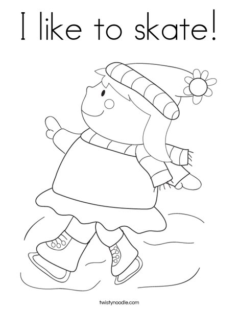 I Like To Skate Coloring Page Twisty Noodle Ice Skating Coloring Page Print This