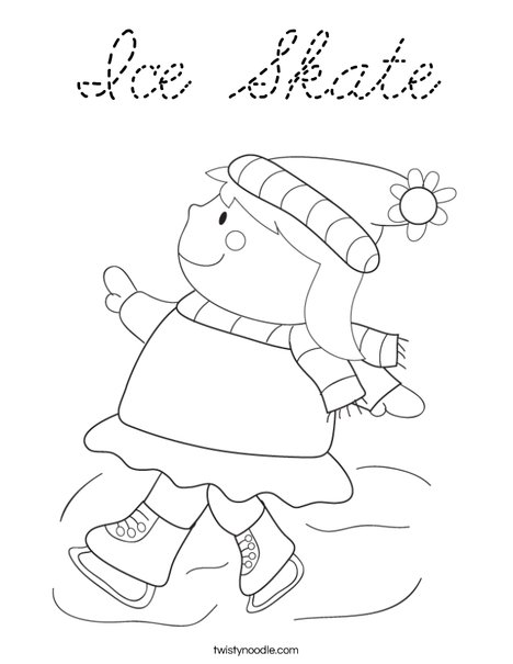 Girl Ice Skating Coloring Page