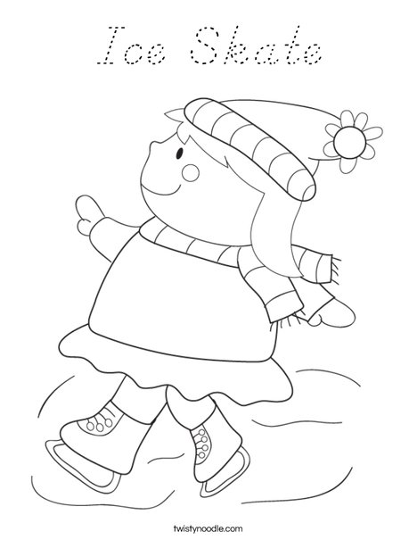 Girl Ice Skating Coloring Page